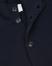 Knitted Valstarino jacket in cotton crepe yarn, crafted in a half English rib stitch. Blue - Blu scuro