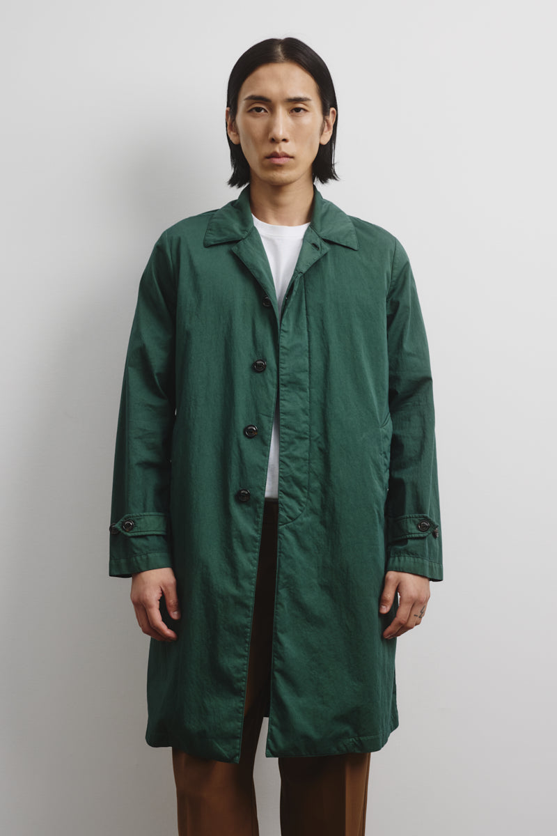 Torino Unlined Trench Coat In Cotton Nylon Fabric Green Conifer
