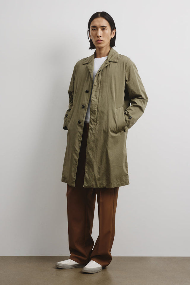 Torino unlined trench coat in cotton-nylon fabric. Green - Soldier