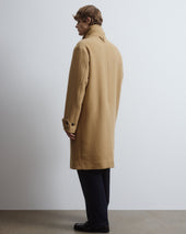 Ivy double-breasted coat in virgin wool felt, unlined. Beige - Camel