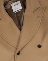 Ivy double-breasted coat in virgin wool felt, unlined. Beige - Camel