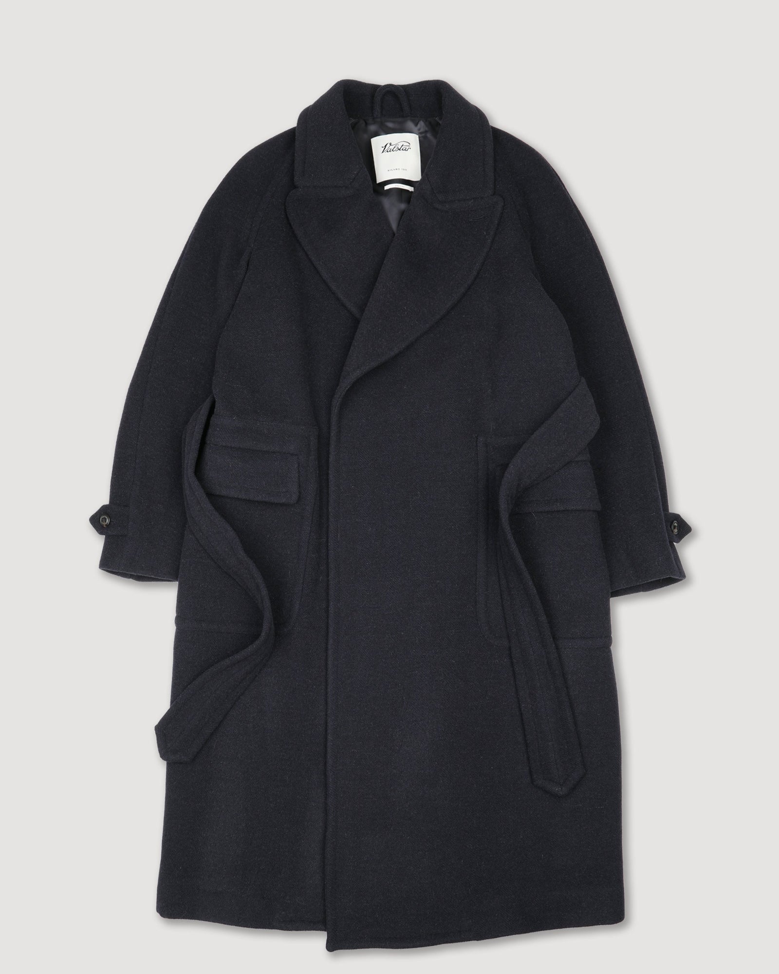 Chukker Polo Coat In Wool Alpaca Blend Herringbone Fabric Semi Lined