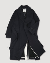 Chukker Polo Coat In Wool Alpaca Blend Herringbone Fabric Semi Lined
