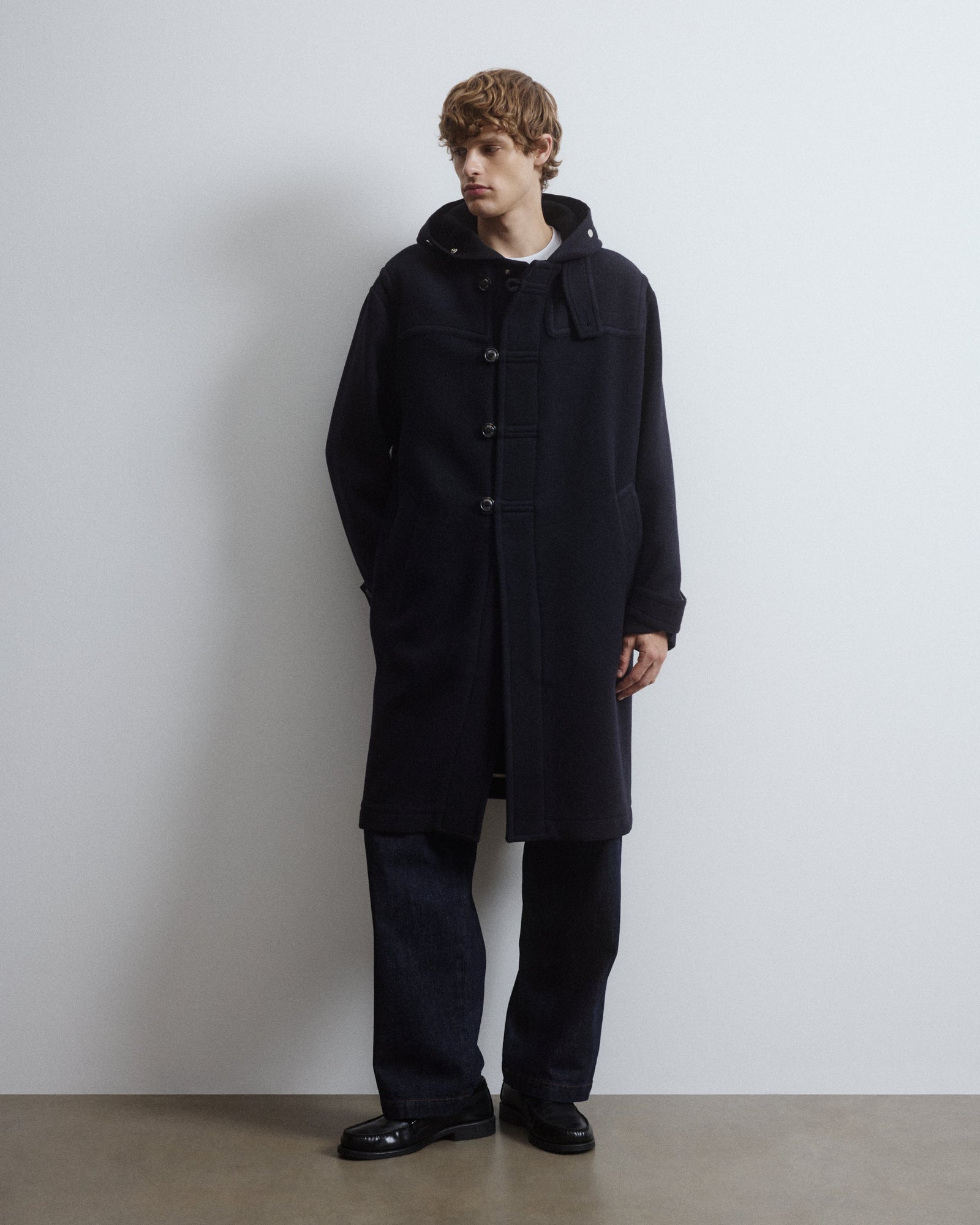 Camus Montgomery In Herringbone Alpaca Wool Felt Blu Nero