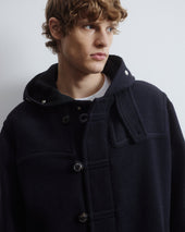 Camus montgomery in herringbone alpaca-wool felt. Blue - Blu/Nero