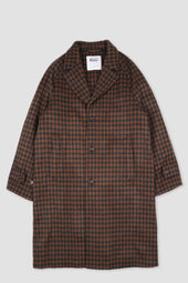 Checked virgin wool overcoat, fully lined. Multicolor. - Grey/Rust