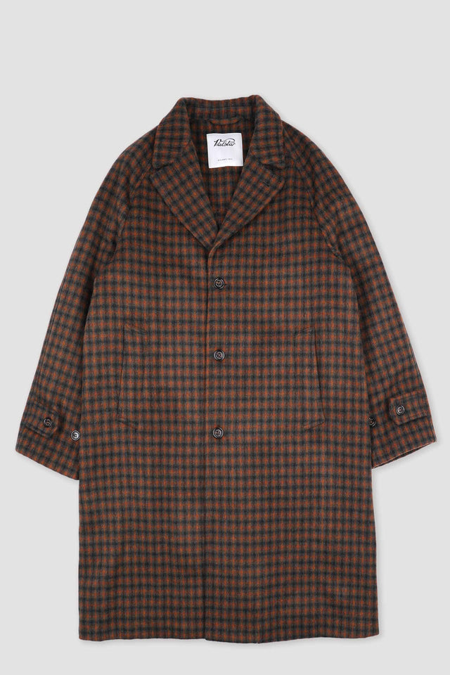 Checked virgin wool overcoat, fully lined. Multicolor. - Grey/Rust