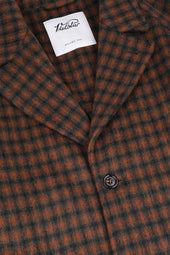 Checked virgin wool overcoat, fully lined. Multicolor. - Grey/Rust