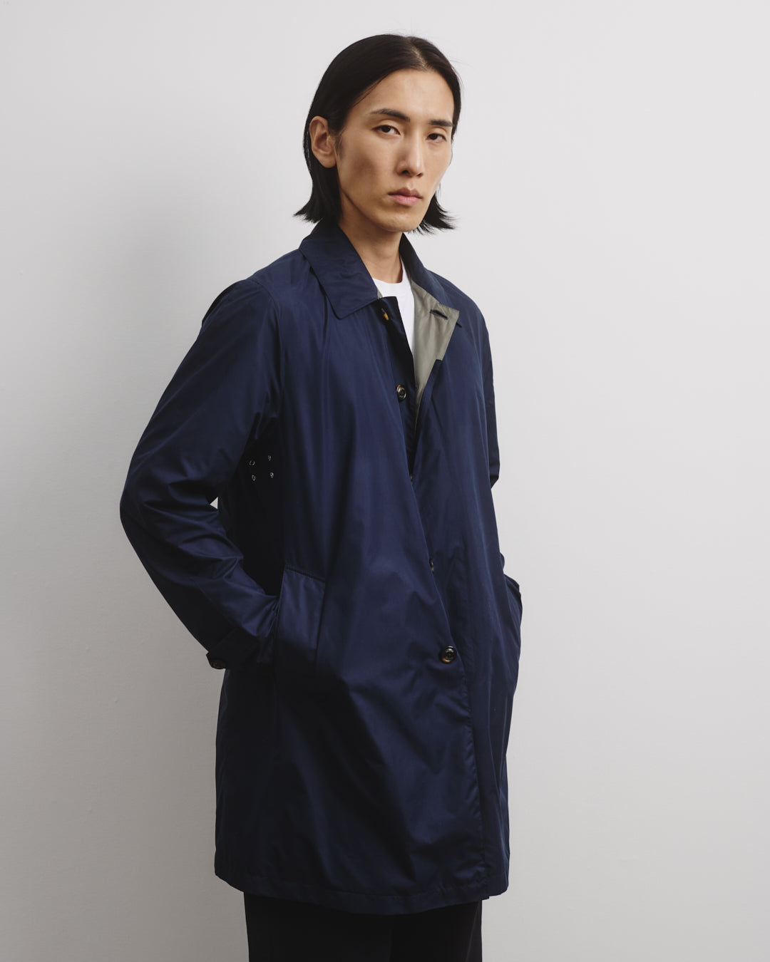 Milano Packable Raincoat In Water Repellent Microfiber Lined Blue