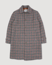 Marcello coat in pure virgin wool with houndstooth pattern, lined. - Grey