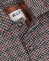 Marcello coat in pure virgin wool with houndstooth pattern, lined. - Grey
