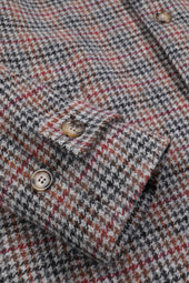 Marcello coat in pure virgin wool with houndstooth pattern, lined. - Grey