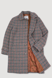 Marcello coat in pure virgin wool with houndstooth pattern, lined. - Grey