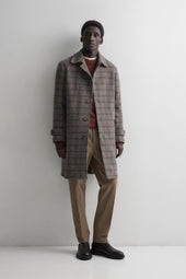 Marcello coat in pure virgin wool with houndstooth pattern, lined. - Grey