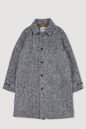 Vittorio lined overcoat in broken twill virgin wool fabric. Grey - Grey