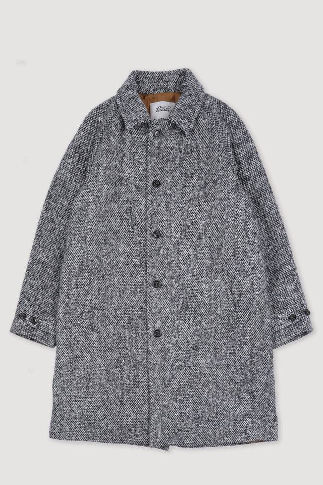 Vittorio lined overcoat in broken twill virgin wool fabric. Grey - Grey