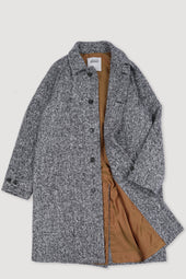Vittorio lined overcoat in broken twill virgin wool fabric. Grey - Grey