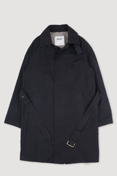 Humphrey trench coat in a water repellent waxed cotton blend fabric. Blue - Navy