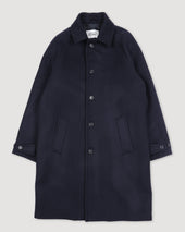 Vittorio lined overcoat in virgin wool felt fabric. - Navy