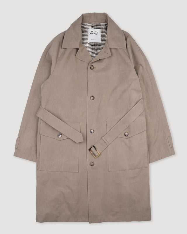Grant trench coat in a water repellent waxed cotton blend fabric. Beige - Farro