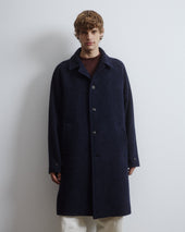 Vittorio lined overcoat in broken twill virgin wool fabric. Blue - Navy/Bluette