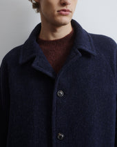 Vittorio lined overcoat in broken twill virgin wool fabric. Blue - Navy/Bluette