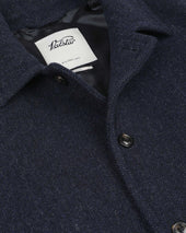 Vittorio lined overcoat in broken twill virgin wool fabric. Blue - Navy/Bluette