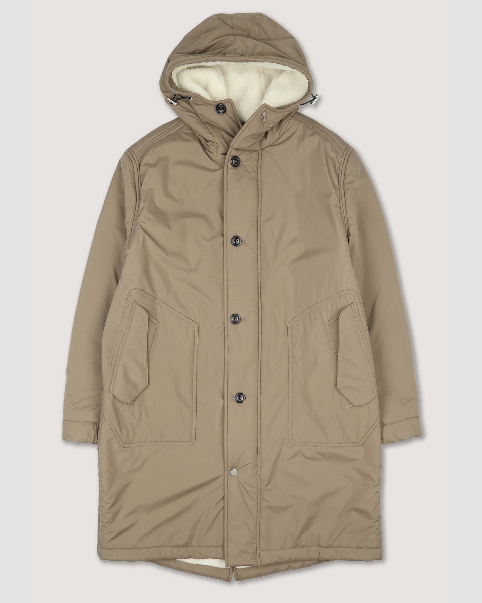 Norge Parka In Waterproof Microfiber Fabric With A Wool Cotton Blend Fur Beige Avana