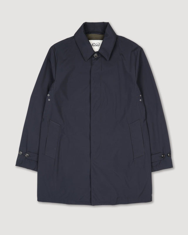 Milano packable raincoat in water-proof technical microfiber fabric, lined. Blue - Navy