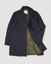 Milano packable raincoat in water-proof technical microfiber fabric, lined. Blue - Navy
