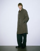 Marcello coat in check virgin wool fabric, lined - Cammello/Bluette/Marrone