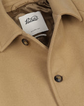Vittorio lined overcoat in virgin wool felt. Beige - Camel