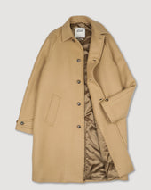 Vittorio lined overcoat in virgin wool felt. Beige - Camel