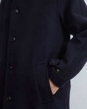 Vittorio lined overcoat in virgin wool felt. Blue - Navy