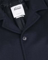 Vittorio lined overcoat in virgin wool felt. Blue - Navy