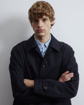 Joyce lined coat in combed pure virgin wool twill, water-repellent. Blue - Navy