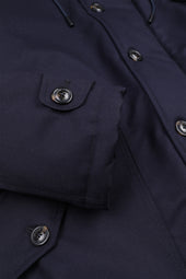Technical parka jacket in virgin wool flannel. Blue - Navy