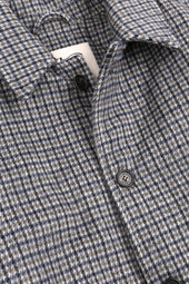 Wool padded overcoat in houndstooth wool fabric. Grey - Milk/Grey/Black
