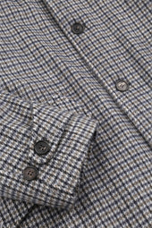 Wool padded overcoat in houndstooth wool fabric. Grey - Milk/Grey/Black