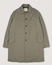 Joice padded overcoat in technical waterproof microfiber. Green - Cappero