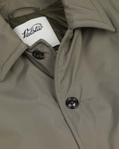 Joice padded overcoat in technical waterproof microfiber. Green - Cappero