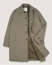 Joice padded overcoat in technical waterproof microfiber. Green - Cappero