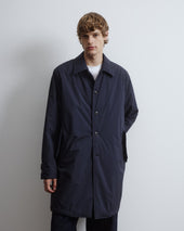 Joice padded overcoat in technical waterproof microfiber. Blue - Navy