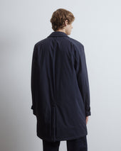 Joice padded overcoat in technical waterproof microfiber. Blue - Navy