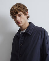 Joice padded overcoat in technical waterproof microfiber. Blue - Navy