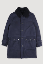 Norrland shearling suede overcoat - Dark blue