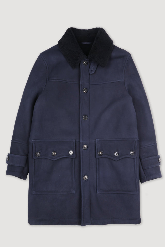 Norrland shearling suede overcoat - Dark blue