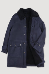 Norrland shearling suede overcoat - Dark blue