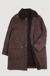 Norrland shearling suede overcoat. Marrone - Fondente