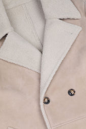 Charles shearling suede double-breasted coat. Beige - Frumento